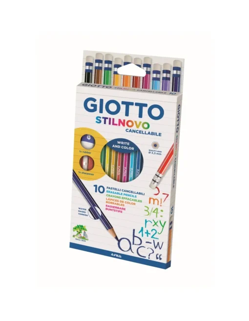 Ast. Pastelli Stilnovo Cancellabile 10 Pz + Gomma E Temperamatite