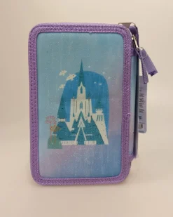 Astuccio Con Tre Cerniere In Robusto Poliestere, Con Licenza Disney Frozen Con 3 Scomparti Interni Dimensione Cm 20X13X6