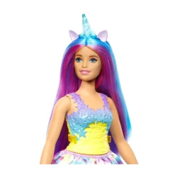 Barbie Dreamtopia Unicorno Bambola Curvy, Capelli Blu E Viola Con Gonna, Coda E Cerchietto Da Unicorno Rimovibili, Giocattolo Per Bambini, 3+ Anni, Hgr20