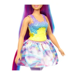 Barbie Dreamtopia Unicorno Bambola Curvy, Capelli Blu E Viola Con Gonna, Coda E Cerchietto Da Unicorno Rimovibili, Giocattolo Per Bambini, 3+ Anni, Hgr20