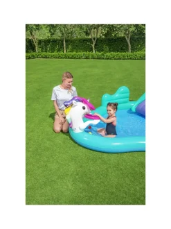 Bestway Play Center Magico Unicorno 274X198X137 Cm, Con Scivolo, Gioco Anelli E Bacchetta Magica