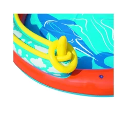 Bestway Play Center Vulcano 265X265X104 Cm Con Fondo Gonfiabile, Scivolo, Spruzzo, Gioco Con Anello E Palline