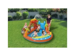 Bestway Play Center Vulcano 265X265X104 Cm Con Fondo Gonfiabile, Scivolo, Spruzzo, Gioco Con Anello E Palline