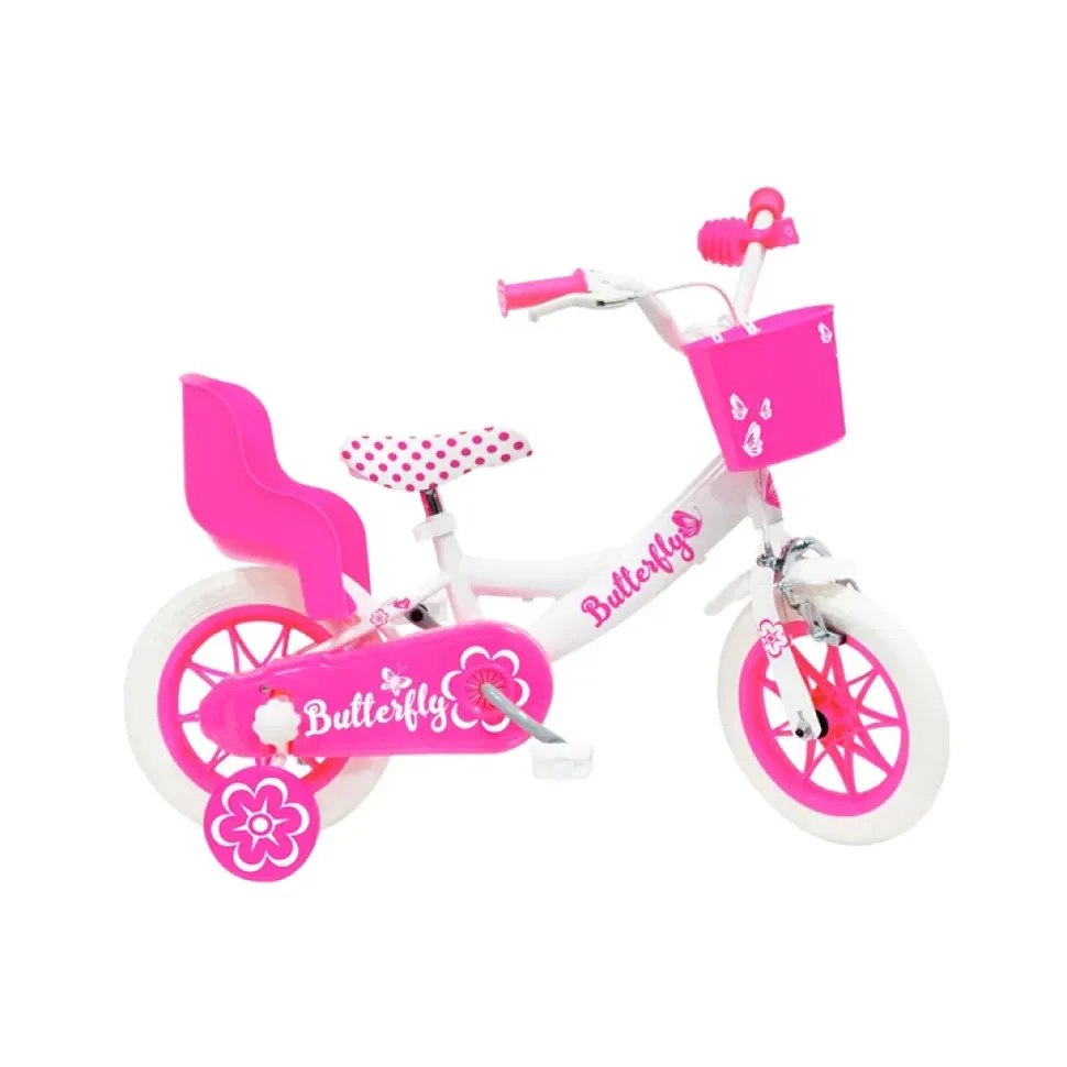 Bicicletta 12 Rosa. Freno Caliper Frontale Porta Bambola E Cestello Inclusi Adatta Per Bambini Dai 3-5 Anni