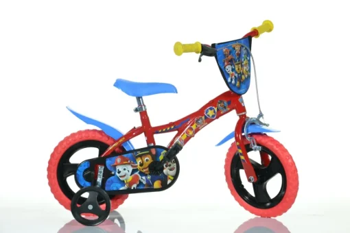 Bicicletta Per Bambini 12 Paw Patrol Telaio In Acciaio, Ruote In Gomma Gonfiabili, Stabilizzatori Di Serie E Freno Anteriore Ideale Per Bambini Di Altezza 87-100Cm, 3-5 Anni
