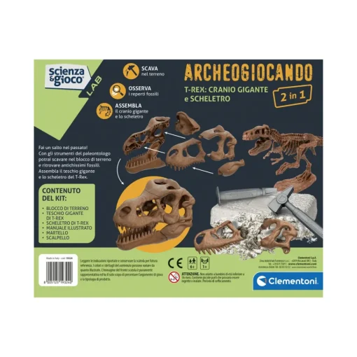 Clementoni 19324 Archeogiocando Kit T-Rex 2In1