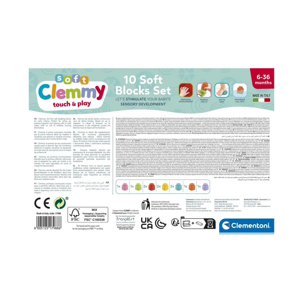 Clementoni 17988 Soft Clemmy Confezione 10 Mattoncini
