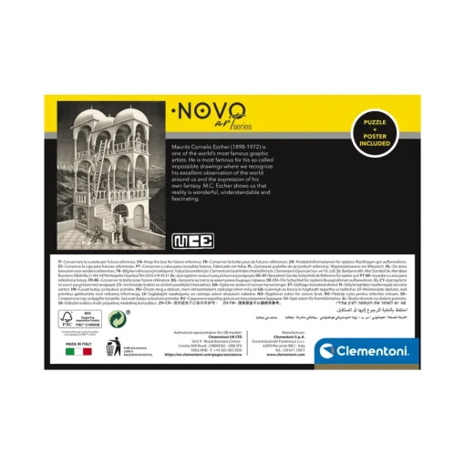 Clementoni Puzzle Novo Art Series M. C. Escher, "Belvedere" 1000 Pezzi, Puzzle Adulti