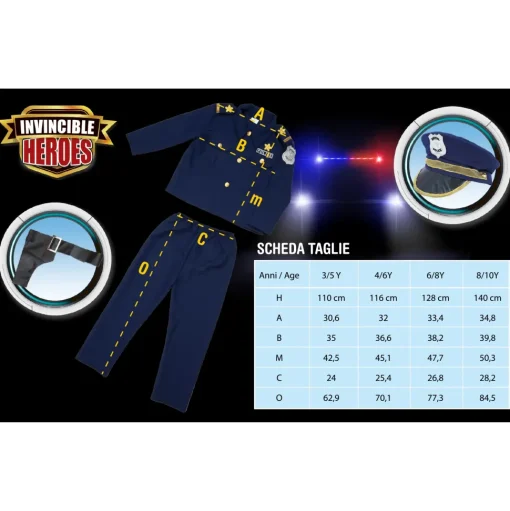 Costume Poliziotto Disponibile In Diverse Taglie