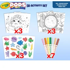 Crayola Pops 3D Activity Set Delfino E Mondo Marino Colora E Crea Disegni Tridimensionali