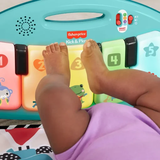 Fisher-Price Palestrina Baby Piano, Set Musicale Portatile Con 3 Livelli Di Apprendimento Smart Stages, Include 10 Giocattoli Collegabili