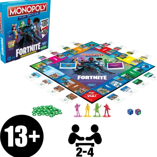 Hasbro Gaming Monopoly Fortnite Flip Edition, Gioco Da Tavolo Dai 13 Anni In Su