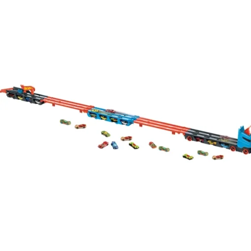 Hot Wheels 2In1 Camion Trasportatore E Pista Con 3 Macchinine, 4+Anni