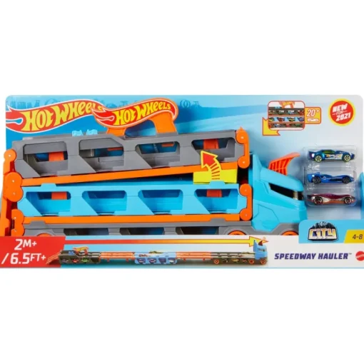 Hot Wheels 2In1 Camion Trasportatore E Pista Con 3 Macchinine, 4+Anni