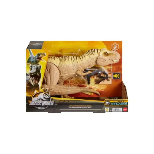 Jurassic World T-Rex Caccia E Divora, Dinosauro Action Figure Con Azione D'Attacco Doppio Morso, Suoni E Attrezzatura Di Tracciamento, 4+ Anni, Hnt62