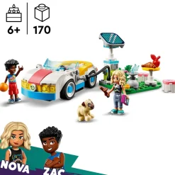 Lego Friends 42609 Auto Elettrica E Caricabatterie, Giochi Per Bambini Di 6+ Anni Con Macchina Giocattolo E 2 Mini Bamboline