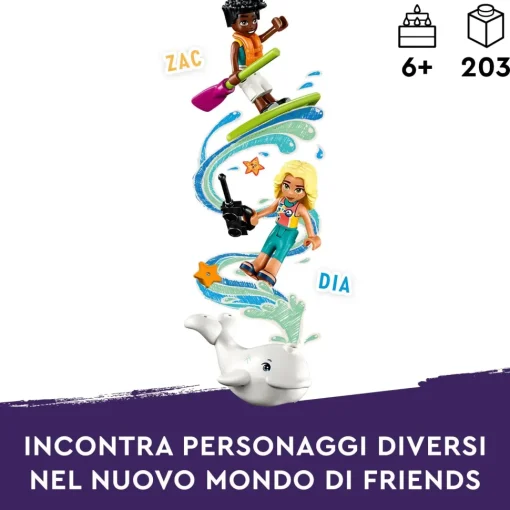 Lego Friends 41752 Idrovolante Di Salvataggio, Aereo Giocattolo Soccorso Animali Con Balena E Mini Bamboline Per Bambini 6+