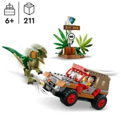 Lego Jurassic Park 76958 L'Agguato Del Dilofosauro, Dinosauro Giocattolo Per Bambini 6+ Con Jeep, Collezione 30° Anniversario