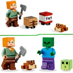 Lego Minecraft 21240 Avventura Nella Palude, Modellino Da Costruire Con Personaggi Di Alex E Zombie, Giochi Per Bambini