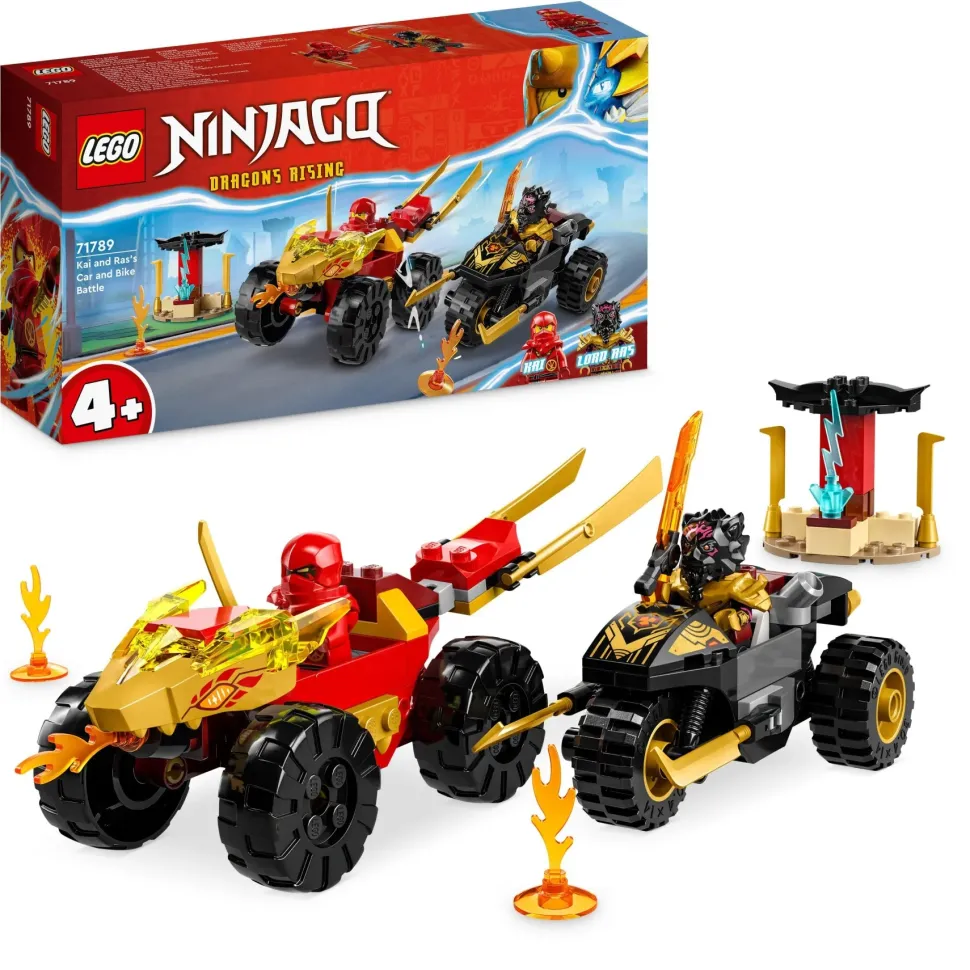 Lego Ninjago 71789 Battaglia Su Auto E Moto Di Kai E Ras, Veicoli Giocattolo Con 2 Minifigure, Giochi Ninja Per Bambini 4+ Anni