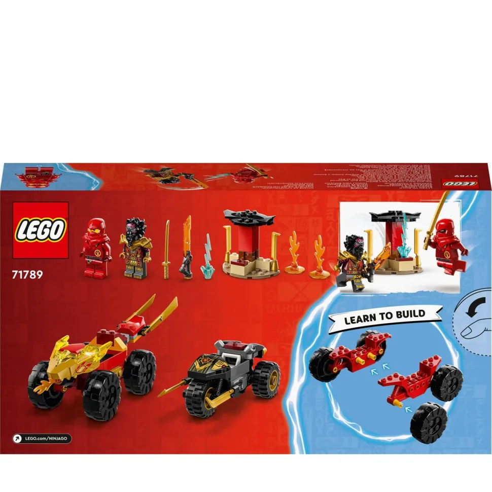 Lego Ninjago 71789 Battaglia Su Auto E Moto Di Kai E Ras, Veicoli Giocattolo Con 2 Minifigure, Giochi Ninja Per Bambini 4+ Anni