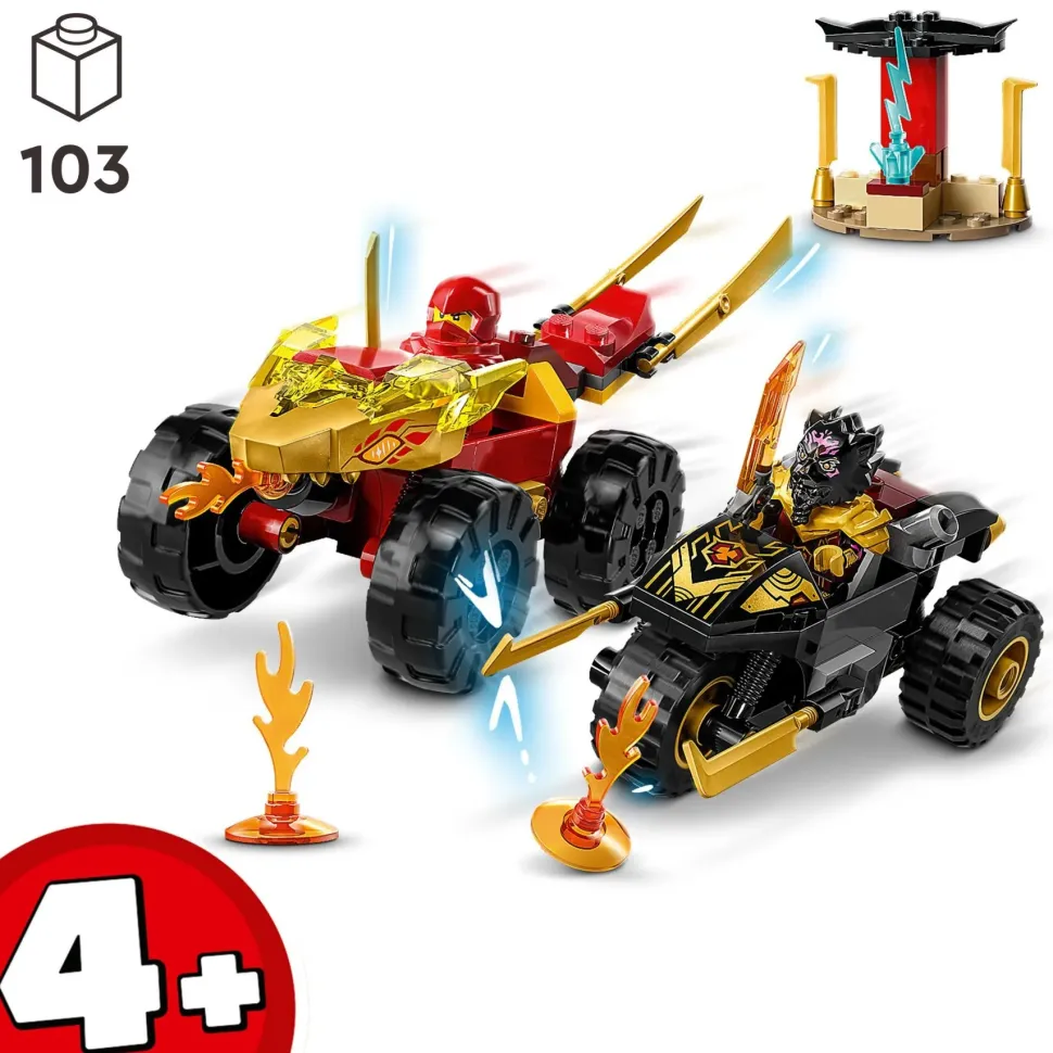 Lego Ninjago 71789 Battaglia Su Auto E Moto Di Kai E Ras, Veicoli Giocattolo Con 2 Minifigure, Giochi Ninja Per Bambini 4+ Anni
