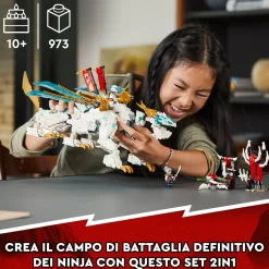 Lego Ninjago 71786 Drago Di Ghiaccio Di Zane 2In1 Con Drago Giocattolo E Guerriero Action Figure, Kit Modellismo Per Bambini