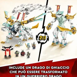 Lego Ninjago 71786 Drago Di Ghiaccio Di Zane 2In1 Con Drago Giocattolo E Guerriero Action Figure, Kit Modellismo Per Bambini