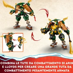 Lego Ninjago 71794 Team Mech Ninja Di Lloyd E Arin, Set Con 2 Action Figure Combinabili E 5 Minifigure, Giochi Per Bambini 9+
