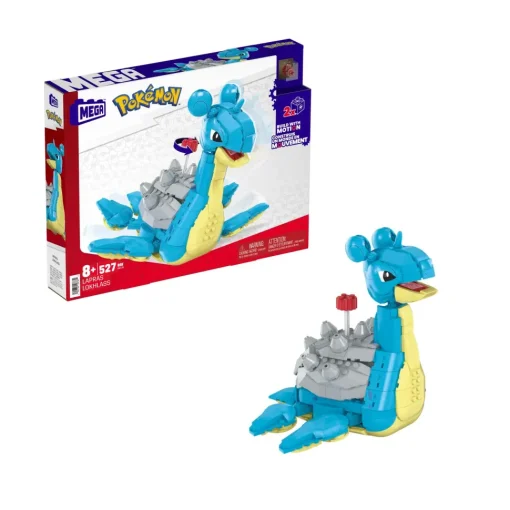 Mega Pokemon Lapras Da Costruire E Collezionare Con 527 Pezzi E Sistema Mattoncino Movimento, Alto 17+ Cm, Personaggio Da Esporre, 8+ Anni, Hkt26