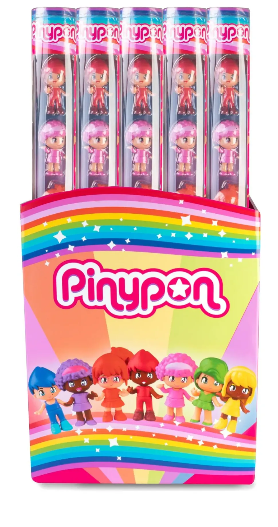 Pinypon Rainbow Tube, Tubo Con 7 Personaggi Pinypon Colori Arcobaleno;