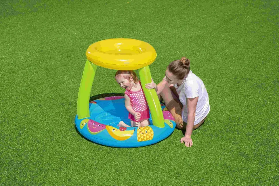 Piscina Frutti Con Fondo Gonfiabile E Copertura, Cm. 94X89X79, Protezione Uv 50+ Pf