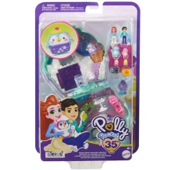 Polly Pocket Cofanetto Dolce Pinguino, Playset Da Viaggio Con Esterno Interattivo, 2 Micro Bambole E 12 Accessori Inclusi