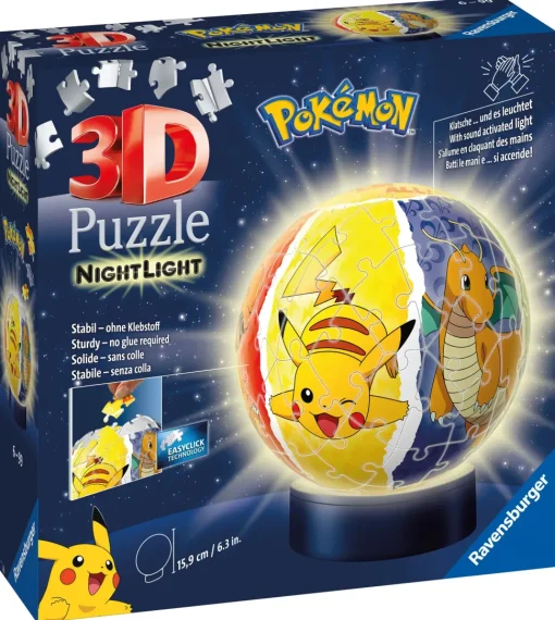 Ravensburger 3D Puzzle Nightlamp Pokemon, Night Lamp, 72 Pezzi, 6+ Anni