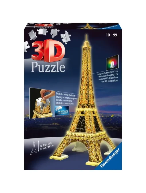 Ravensburger 3D Puzzle Tour Eiffel Night Edition, Parigi, 216 Pezzi, 10+ Anni