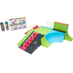 Tech Deck, Neon Mega Park X-Connect Creator, Set Di Rampe Personalizzabile Fosforescente Con Due Fingerboard, Giocattolo Per Bambini E Bambine Dai 6 Anni In Su